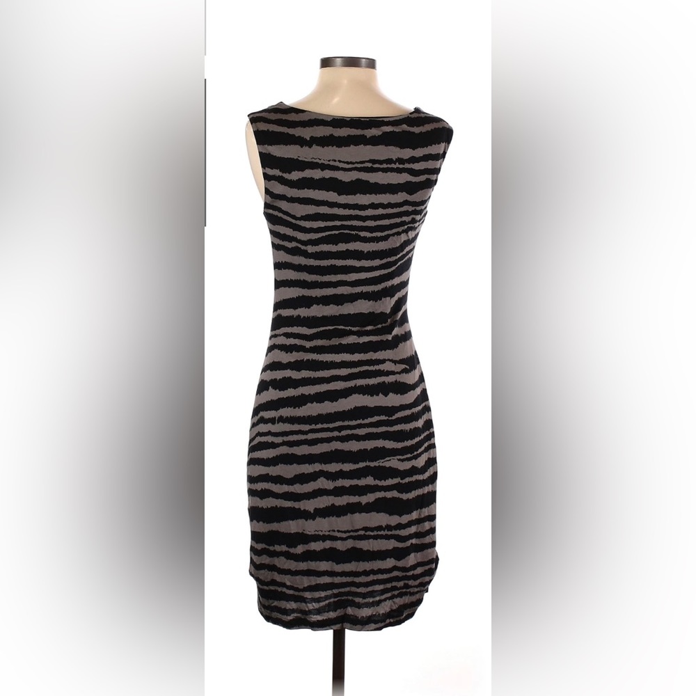 Ann Taylor Loft, MP, sleeveless grey and black zebra print dress.